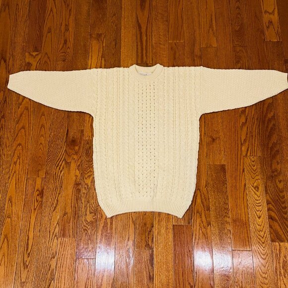 Highland Home Industries Scotland Scottish Thistle Cable Knit Aran Wool Sweater - Picture 10 of 16